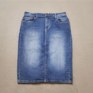 Calvin Klein Blue Denim Pencil Skirt Stretch Sz 29
